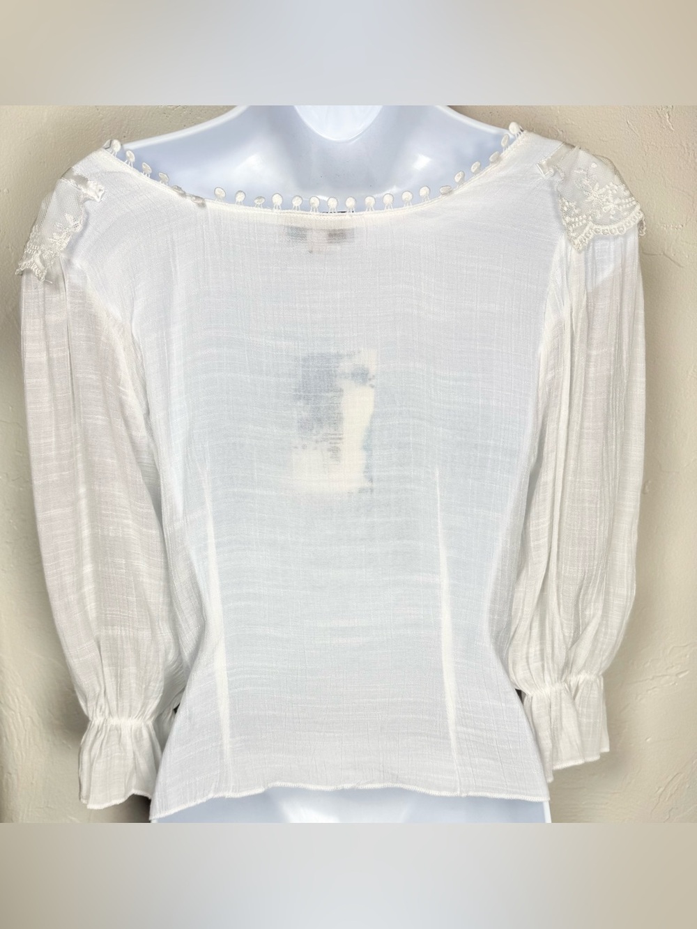 Rebellion White Lace Ruffle Button-Front Blouse - Picture 6 of 10